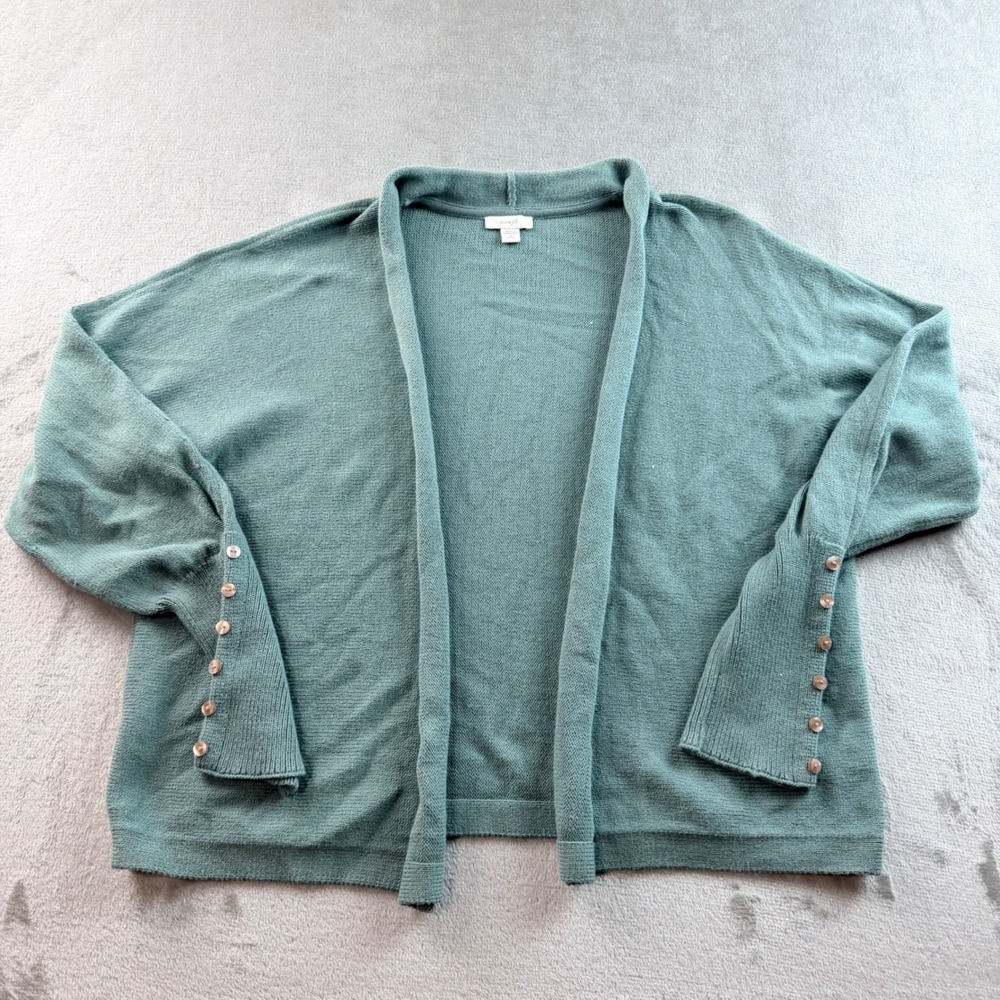 Pure Jill J. Jill Women's Large Petite Green Open Front Cardigan Sweater